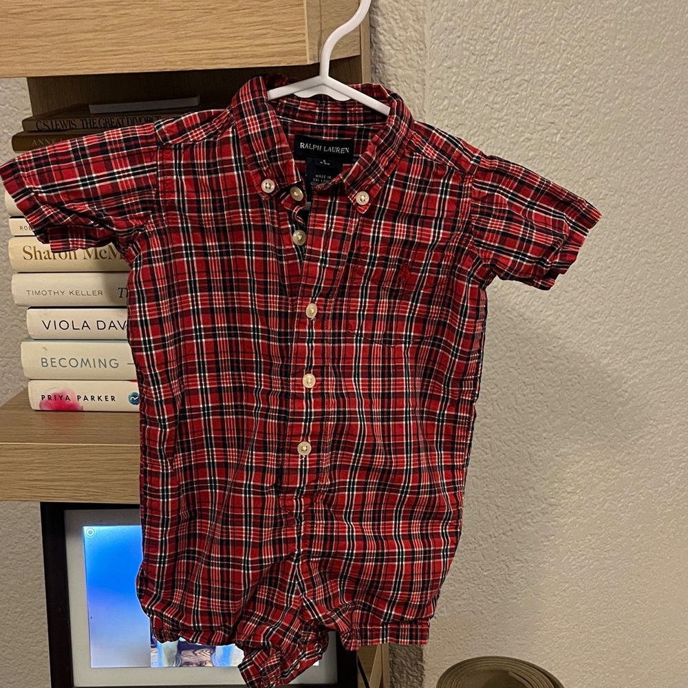 Polo Ralph Lauren Red Plaid Baby Play Suit